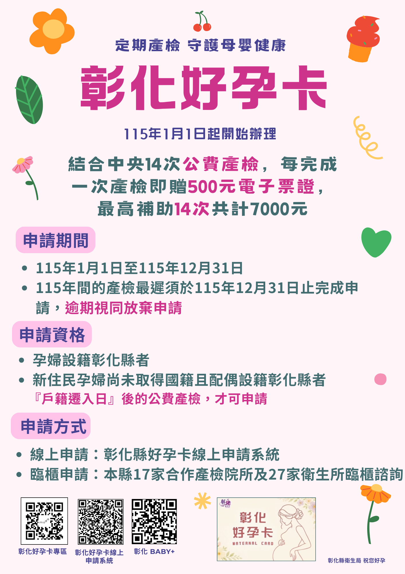 彰化好孕卡|定期產檢 守護母嬰健康🏻宣傳圖片